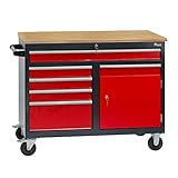 DEMA Mobile Werkbank rot/anthr. 5 Schubl. 1T. 120x60x93