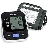 Ehpow Oberarm-Blutdruckmessgerät Digitales Vollautomatisch BP-Gerät für den Heimgebrauch und Pulsfrequenz messgerät mit Manschette 22-42 cm 2 × 90 Speicher und LCD-Display