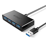 ORICO 4 Port USB Verteiler USB 3.0 Hub mit Netzteilanschluss (1.5M Kabel) für MacBook, iMac, Surface Pro, XPS, Laptop, Notebook, Flash-Laufwerke, Mobile Festplatte - Schwarz