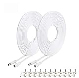 Tonton 2pcs 10m/33Feet DC Verlängerungskabel 5.5 mm x 2.1 mm DC Anschlusskabel mit Kabelhalter DC/Gleichstrom Verbinderkabel DC Verteiler Männlich zu Weiblich Draht Kabel für Netzteil,CCTV-Kamera Weiß