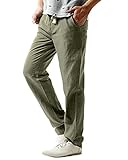 MODCHOK Herren Freizeithose Strandhosen Chino Hose Dünne Leicht Pyjamahosen Casual 1 Armeegrün L