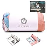 aGreenie Yoga Handtuch Antirutsch - Yogatuch aus Recycelter, Schnelltrocknender Mikrofaser – 183 x 61cm - rutschfest Dank Innovativer Noppen-Struktur - Inkl. E-Book (Blossom)