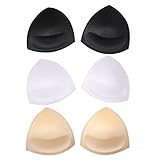 YUNEED 3 Paare Push-up Schaum BH-Einlagen Schwamm Abnehmbare Dreieck Brust Bra Pads Einsätze Bikini Badeanzug Seamless Sports Bra, Weiß, Schwarz, Fleischfarbig