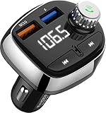 FM Transmitter Auto Bluetooth V5.0 &QC3.0, Transmitter für Auto Bluetooth Bluetooth Adapter Auto mit 2 USB Anschlüsse, Unterstützt TF Karte/USB-Stick