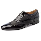 Nueva Epoca - Herren Tango/Salsa Tanzschuhe Domingo - Lack/Velourleder Schwarz/Grau [UK 7,5]