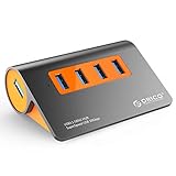 ORICO USB 3.1 Hub, 4 Port Powered USB Hub, Aluminum USB 3.1 Gen2 10 Gbit/s Datenhub mit USB-A to USB-A 100cm Kabel und LED-Anzeige für PC Desktop Laptop MacBook und mehr