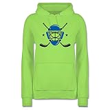 Eishockey - Eishockeyschläger Helm - XS - Limonengrün - Sport - JH001F - Damen Hoodie und Kapuzenpullover für Frauen