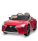 HOMCOM Kinderauto von Lexus Kinderfahrzeug Elektroauto mit MP3 Licht Musik Kunststoff Metall Rot 106x63x44 cm