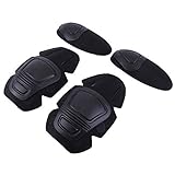 Taktische Knie- und Ellenbogenschützer für Paintball, Airsoft, Kampfuniform, Militäranzug, 2 Knieschützer und 2 Ellbogenschützer/Set, schwarz
