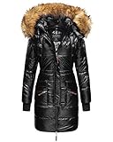 Navahoo Damen Winter Jacke Parka Mantel Winterjacke warm lang Kunstfell B833 [B833-Zucker-Schwarz-Gr.XXL]