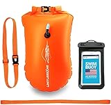 LimitlessXme Schwimmboje & Drybag – Sicherheit für Schwimmer, offenes Wasser und Triathlon. Pull Boje für Erwachsene und Kinder Orange Signal Schwimmblase