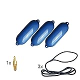 Komplettset 3er-Set Majoni Star Fender Bootsfender blau 58 x 15 cm mit 3 Fenderleinen und 1 Ventiladapter