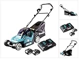 Makita DLM382PM2 Akku-Rasenmäher 2x18 V / 4,0 Ah, 2 Akkus + Doppelladegerät, 36 V, Petrol