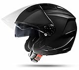 ATO Moto Jet Helm LA Street Motorradhelm mit Doppelvisier System Integrierte Visiermechanik 4 punkt Belüftung Sicherheitsnorm ECE 2205 Größe: S 55-56cm