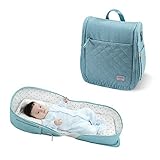 SUNVENO 4 in 1 Wickeltasche, Wickelrucksack mit Babybett, Multifunctional Babynest, Reisebett für Babys, Geschenk für Baby, 0-12 Monate, Grün