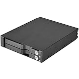 SilverStone SST-FS202B - trägerloser 3,5'Aluminium Hot Swap-Festplatten-Wechselrahmen für 2 x 2,5' SAS/SATA-HDDs oder SSDs mit Metallschloss an jeder Einschubtür und Statusanzeige-LEDs, schwarz