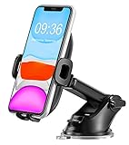 Bovon Handyhalterung Auto, 360° Drehung Armaturenbrett KFZ Halterung mit Teleskoparm, Universal Handyhalter Auto mit EIN-Tasten-Freigabe und Starker Saugnapf für die Meisten Smartphone (Schwarz)