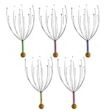 ROSENICE Kopfmassage 5pcs Handtherapeutischer Kopf Scratcher Stahldraht Kopfmassager mit hölzernem Handgriff für Hauptfrühling Entlastung und Entspannung