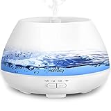 500ml Diffusor Aromatherapie, Homasy 21dB Ultra Leise Aroma Diffuser mit 8 Farben LED, BPA-Frei Aroma Diffuser für ätherische öle, luftbefeuchter ultraschall für Schlafzimmer - Weiß