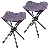 Nexos 2er Set Camping-Hocker schwarz 4-beinig Mini Campingstuhl für Angeln Reise Wandern Garten – Outdoor faltbar – Bespannung schwarz – Gestell grau