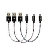 CableCreation Lightning Kabel, [3 Pack] Lightning auf USB Daten Sync Kabel,iPhone iPad Ladekabel, iPhone 6S/6/5/5S/5 C, Metall Plug & Baumwolle Jacke, 15cm *3 /Schwarz & Blau & Rot