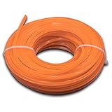 vhbw Universal Trimmer-Faden für Rasenmäher, Rasentrimmer - Ersatz-Faden, Orange, 3 mm x 15 m, Viereckig