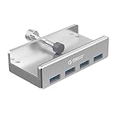 ORICO USB HUB Clip-Typ,4 Port USB 3.0 Hub 5 Gbps Super Speed Mini Aluminum Datenhub Mit Extra Netzteilanschluss Port,100CM Langen Kabel,Platzsparend für Desktop,USB-Sticks und Windows