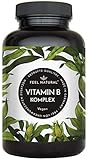 Vitamin B Komplex Kapseln - Mit 500 µg Vitamin B12 pro Tagesdosis - Besonders hochdosiert (10x) - 180 vegane Kapseln im 6 Monatsvorrat. Mit bio-aktiven Vitamin B-Formen - in Deutschland produziert