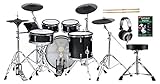 XDrum DD-670 Mesh E-Drum Kit - elektronisches Schlagzeug mit echter HiHat - Pads aus Holz mit Mesh Heads - 720 Sounds - inklusive Hardware, Hocker, Kopfhörer und Sticks - Black Sparkle