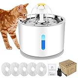 Forever Speed 2.4L Trinkbrunnen Haustier Katzenbrunne rutschfest Automatisch Katze Wasserspender mit LED Nachtlicht 5 Aktivkohlefilter