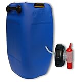 Wilai 60L Getränke- Wasserkanister Blau mit Schraubdeckel + Hahn (DIN 71) | Lebensmittelecht | Tragbar mit 3 Griffen | Indoor und Outdoor | BPA Frei | Made in Germany [^.^]