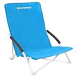 SONGMICS Strandstuhl, klappbarer Campingstuhl, Klappstuhl mit Tragetasche, bis 150 kg belastbar, aus robustem Oxford-Gewebe, blau