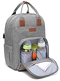 HODAR Wickeltasche Rucksack-Große Kapazität Baby Wickeltasche-Multifunktions Mama Floral Taschen für Papa/Mädchen/Frauen-mit großer isolierter Tasche (grau)