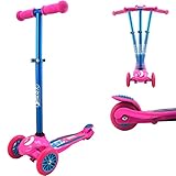 Best Sporting Kleinkind-Kickscooter mit 3 Rädern, Kinder-Tret-Roller ab 3 Jahren, faltbar, Farbe: pink/blau