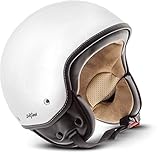 SOXON® SP-301 „Snow“ · Jet-Helm · Motorrad-Helm Roller-Helm Scooter-Helm Moped Mofa-Helm Chopper Retro Vespa Vintage Pilot Biker Helmet Brille Visier · ECE 22.05 Schnellverschluss Tasche XL (61-62cm)