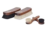 Langer & Messmer 4er-Set Schuhbürsten aus Rosshaar für die professionelle Schuhpflege von Schuhen aus Glattleder