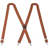 Herren Hosenträger KANGDAI Hosenträger Für Männer 4 Schnallen X Zurück Striped Heavy Duty Männer Hosenträger Durable Elastische Verstellbare Hosenträger Starke Metall Clips (Brown)