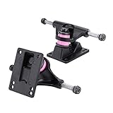 VGEBY Skateboard Truck 2 Stück Skateboard Trucks Combo 3,25 Zoll Räder ABEC Longboard Skatebaord Zubehör (zufällige Farbe des PU-Pads)(Schwarz)