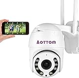Aottom 4X Optischem Zoomobjektiv 1080P überwachungskamera Aussen, PTZ Kamera Outdoor, 2MP 360° Drehen IP WLAN Kamera Dome, 2 Wege Audio 40m IR-Nachtsich, IP66, Unterstützung 128G Karten(Ohne)