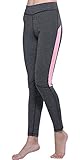 BOZEVON Damen Sport Fitness Leggings Jogginghose Frauen Workout Running Atmungsaktiv Stretch Laufen Yoga Training Tights Hose, Grau/Rose