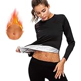 JMITHA Damen Sauna Shirt Thermo Saunaanzüge Neopren Körperformer Fatburner Schwitzanzug Slimming Shirt, Figurformender für Gewichtsverlust Fitness (Schwarz, 2XL)