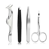 Pixnor Professionelle spitze und gerade Pinzette, Augenbraue Schere und gefälschte Wimpern Verlängerung Applikator Kit Make-up-Tools