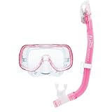 TUSA Sport Schnorchelset Mini-Kleio Dry, taucherbrille schnorchel kinder, Clear Pink, UC-2022 CLP