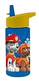 POS 28230 - Trinkflasche mit Paw Patrol Motiv, transparent mit Strohhalm zum hochklappen, BPA-frei, Fassungsvermögen circa 450 ml, ideal für Schule, Sport und Freizeit