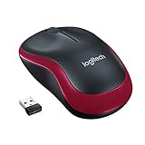Logitech M185 Kabellose Maus, 2.4 GHz Verbindung via Nano-USB-Empfänger, 1000 DPI Optischer Sensor, 12-Monate Akkulaufzeit, Für Links- und Rechtshänder, PC/Mac - Rot