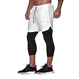 Herren Hose Leisure Pants Herren Relaxed Hose,Zweiteilige Fitnesshose Innentaschen-Trainingshose für Herren Neuen Stil Sport Fitness Hosen mit Innentasche Fitness Hosen