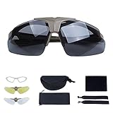 Huntvp Taktische Brille mit 3 Wechselobjektiv, Militär Sonnenbrille Sport Fahrradbrille Armee Schutzbrillen für Jagd Laufen Airsoft Motorrad Radfahren Outdoor, Braun