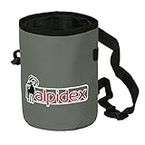 ALPIDEX Chalk Bag mit verstellbarem Hüftgurt und Kordelzug Magnesiabeutel Kreidebeutel Kalktasche Boulderbag, Farbe:Grey Mountain