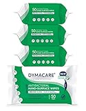 DYMACARE Hand & Oberflächenreinigungstücher | Dermatologisch getestet | Schnelles säubern von Händen und Oberflächen aller Art (4 Packungen)