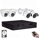LONNKY 1080P TVI Überwachungskamera Set mit Videoüberwachung System 8CH HDMI DVR Recorder mit 4 x 2MP HD Weiß Überwachungskamera für Innen und Außen, Frengriff via APP Android/IOS weiß 2TB Festplatte
